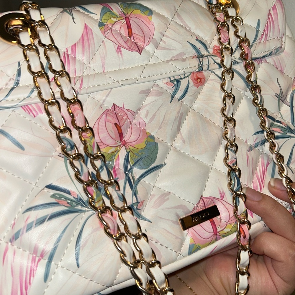 ALDO Quilted Floral Shoulder Bag - Cream and Pink - Picture 3 of 4